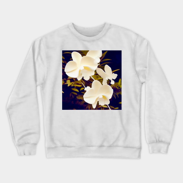 Creamy Sculpted Orchids Crewneck Sweatshirt by DANAROPER